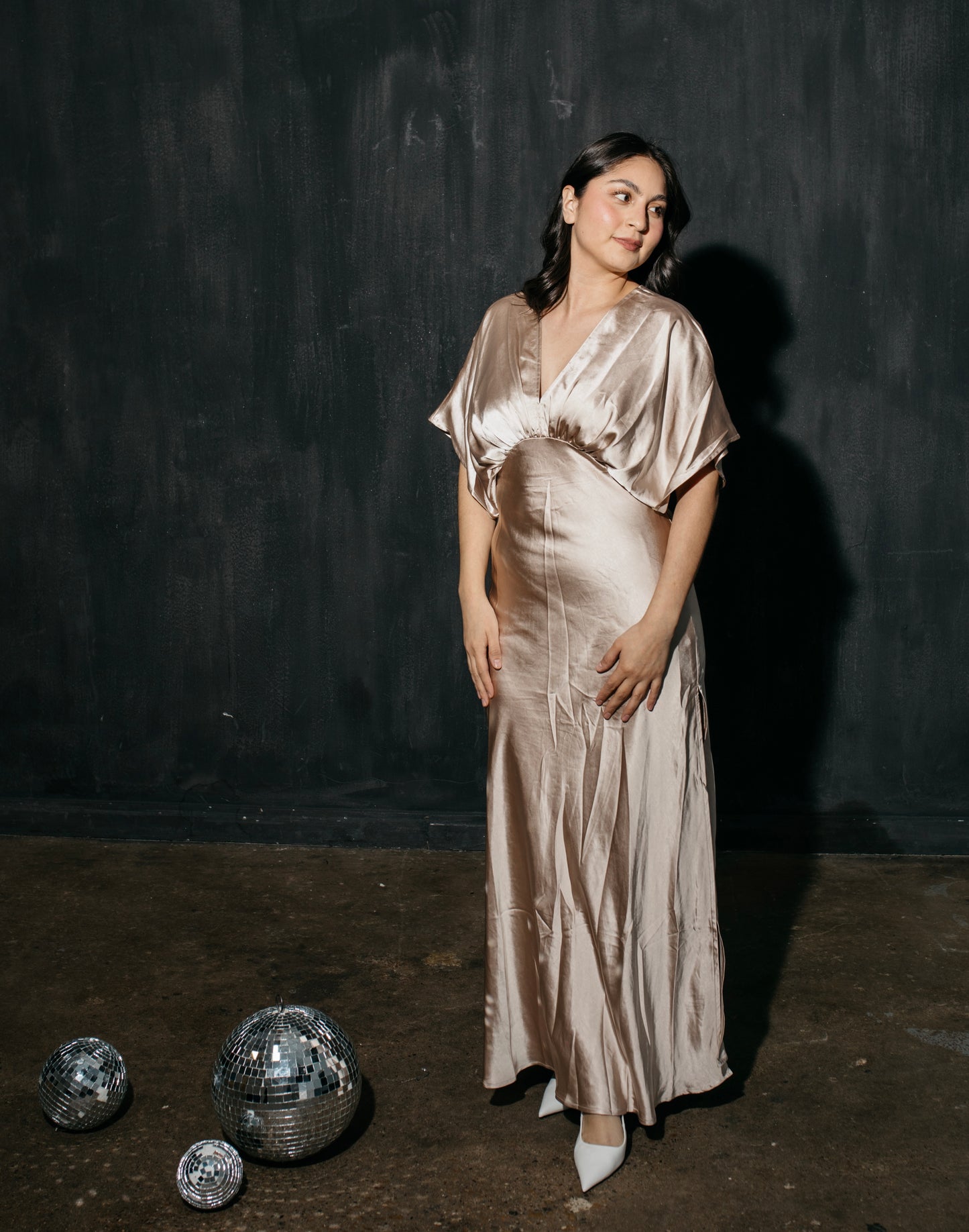 Enchanted Nights - Champagne Satin Dress