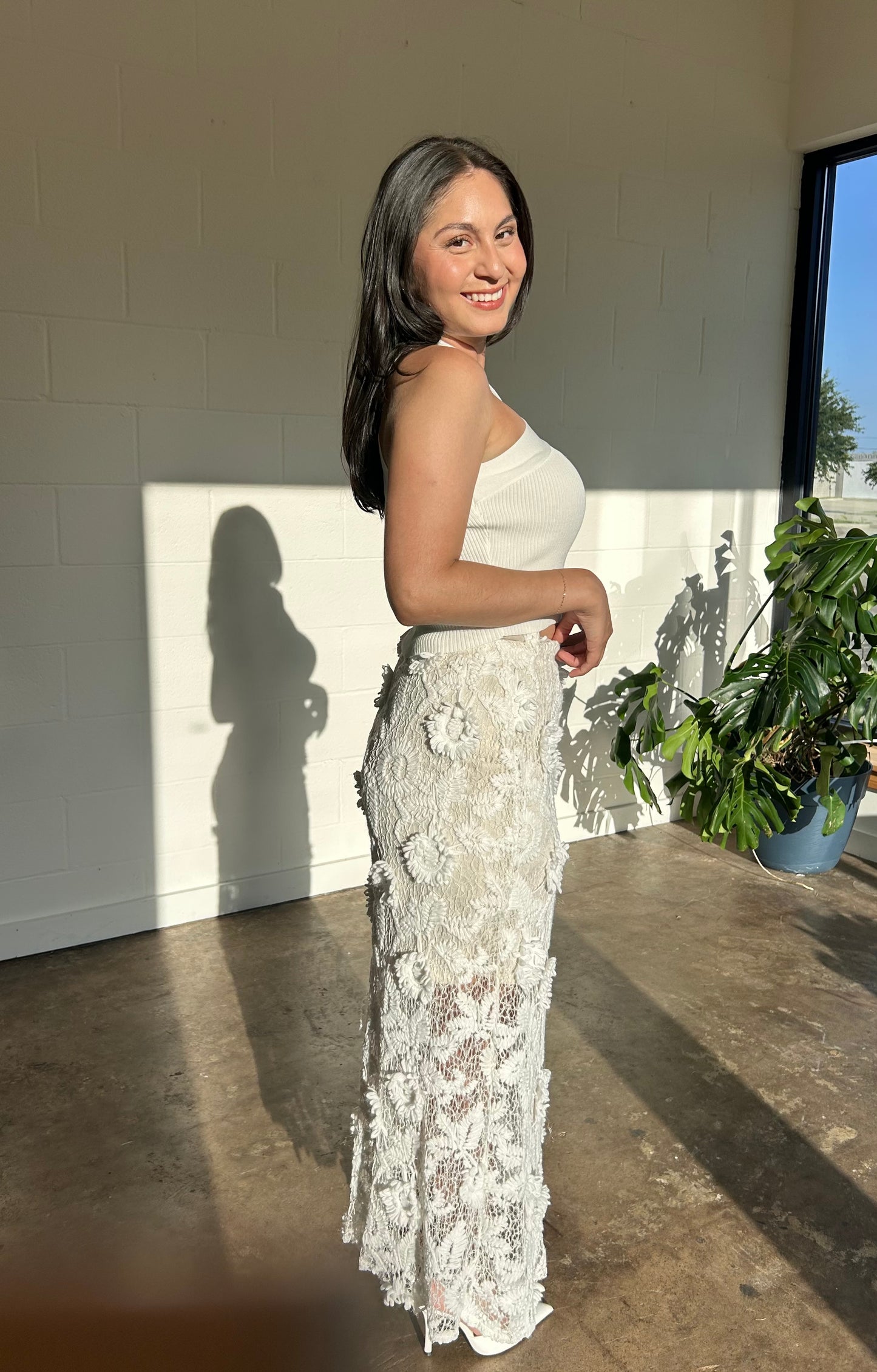 Laced in Love - Crochet Lace Midi Skirt