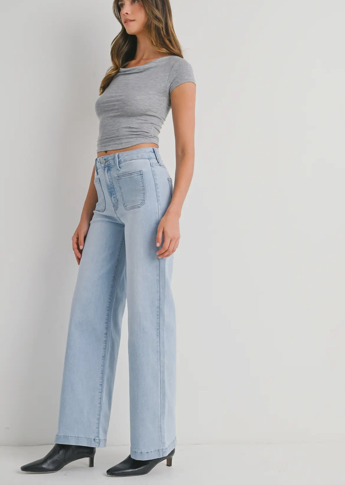 Abigail - Light Wash Wide Leg Denim Jeans