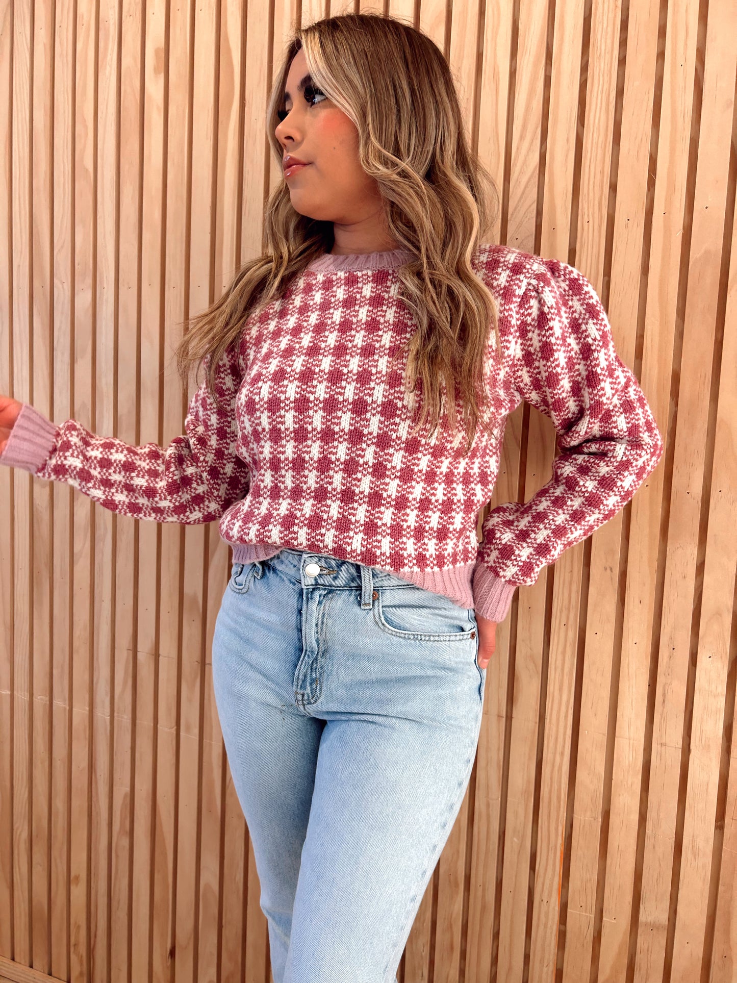 Sweet Heart - checkered sweater