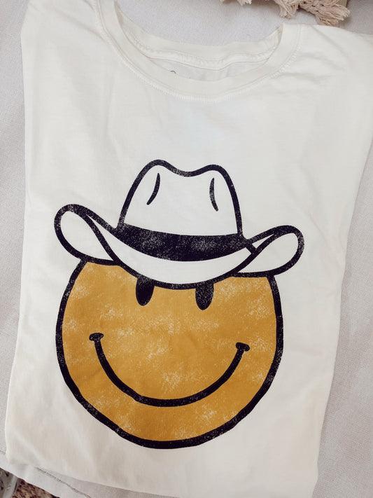 Smiley Face Cowboy  Oversized Tee