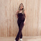 “ It Girl” Flare Jumpsuit- Chocolate