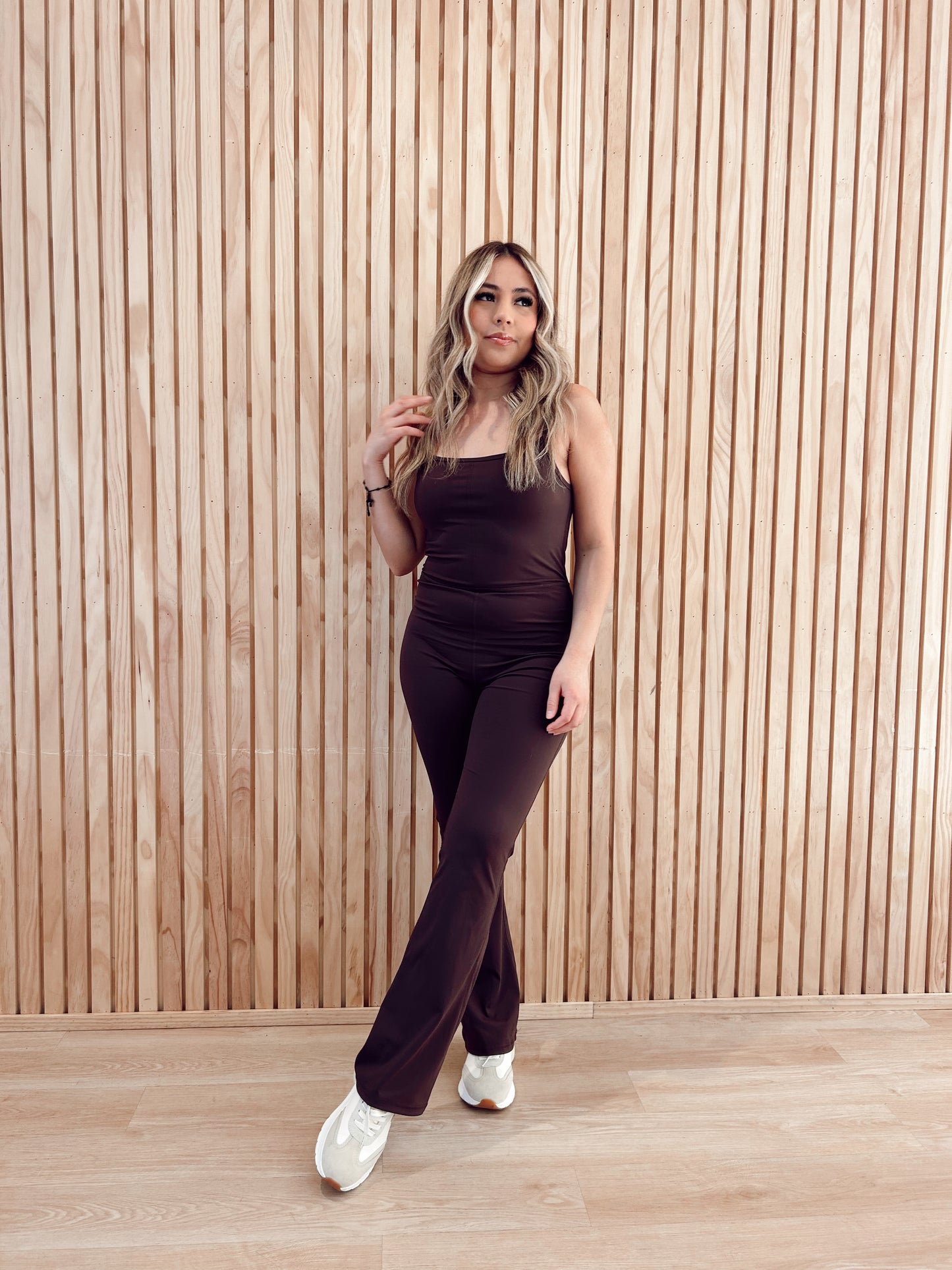 “ It Girl” Flare Jumpsuit- Chocolate