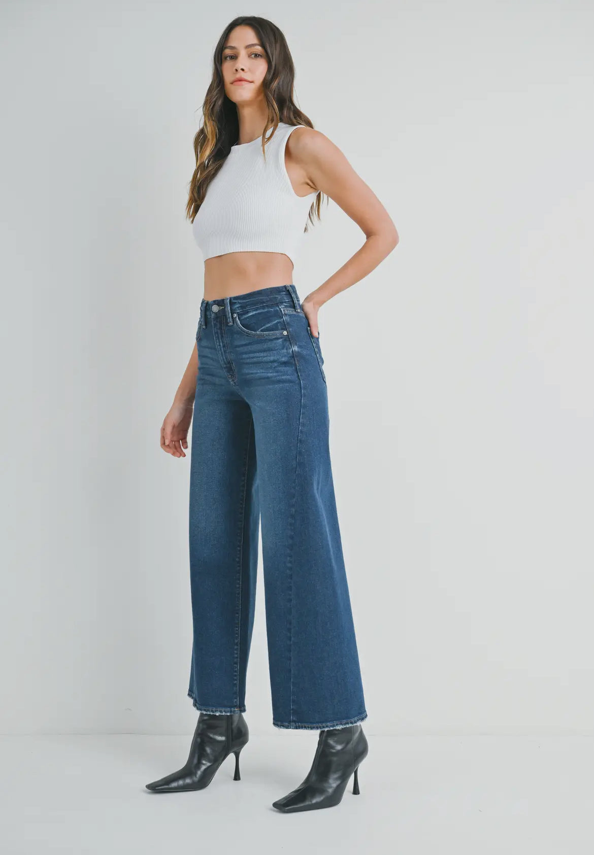 Harper - Dark Denim Wide Leg Jeans