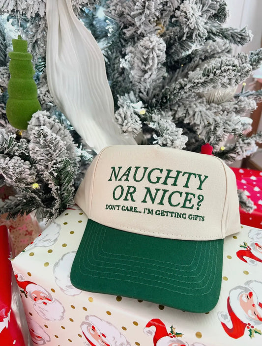 Naughty or Nice? Don't Care - Green Vintage Trucker Hat