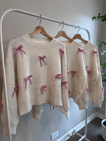 Coquette Lover - Pink Bow Detailed Sweater