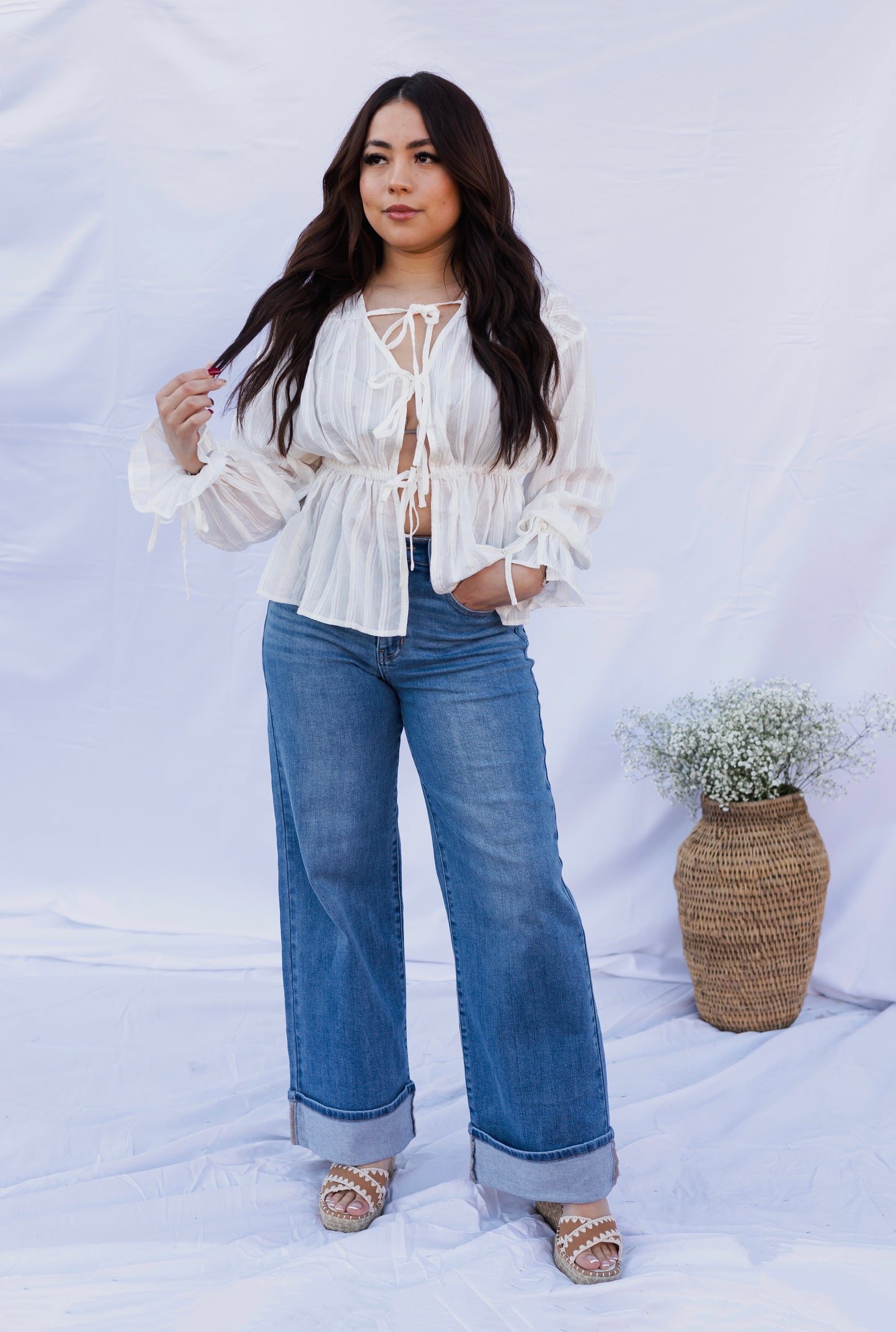 Charolette - Cuffed Palazzo Denim Jeans