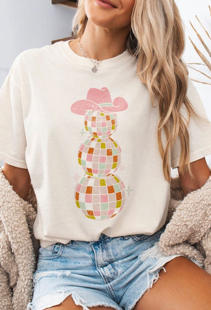 Cowboy Disco Snowman Christmas Tee