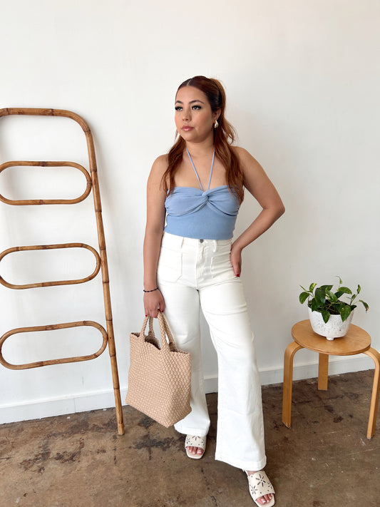 Penelope - Patch Pocket White Denim Jeans