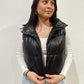 Leather Puffer Vest - Black