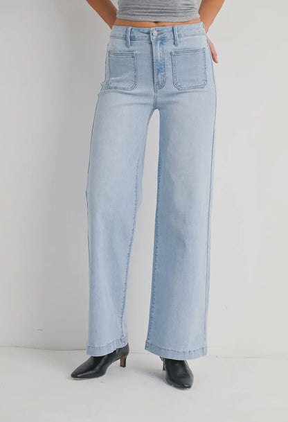 Abigail - Light Wash Wide Leg Denim Jeans