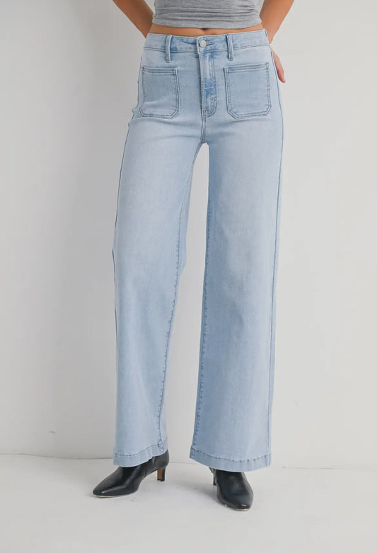 Abigail - Light Wash Wide Leg Denim Jeans