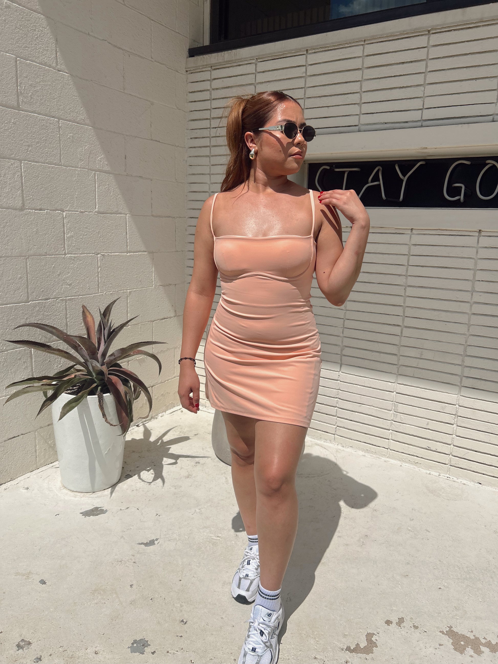 Summer Girl Era Dress - Soft Peach She's Golden Boutique Summer Girl Era Dress - Soft Peach She's Golden Boutique