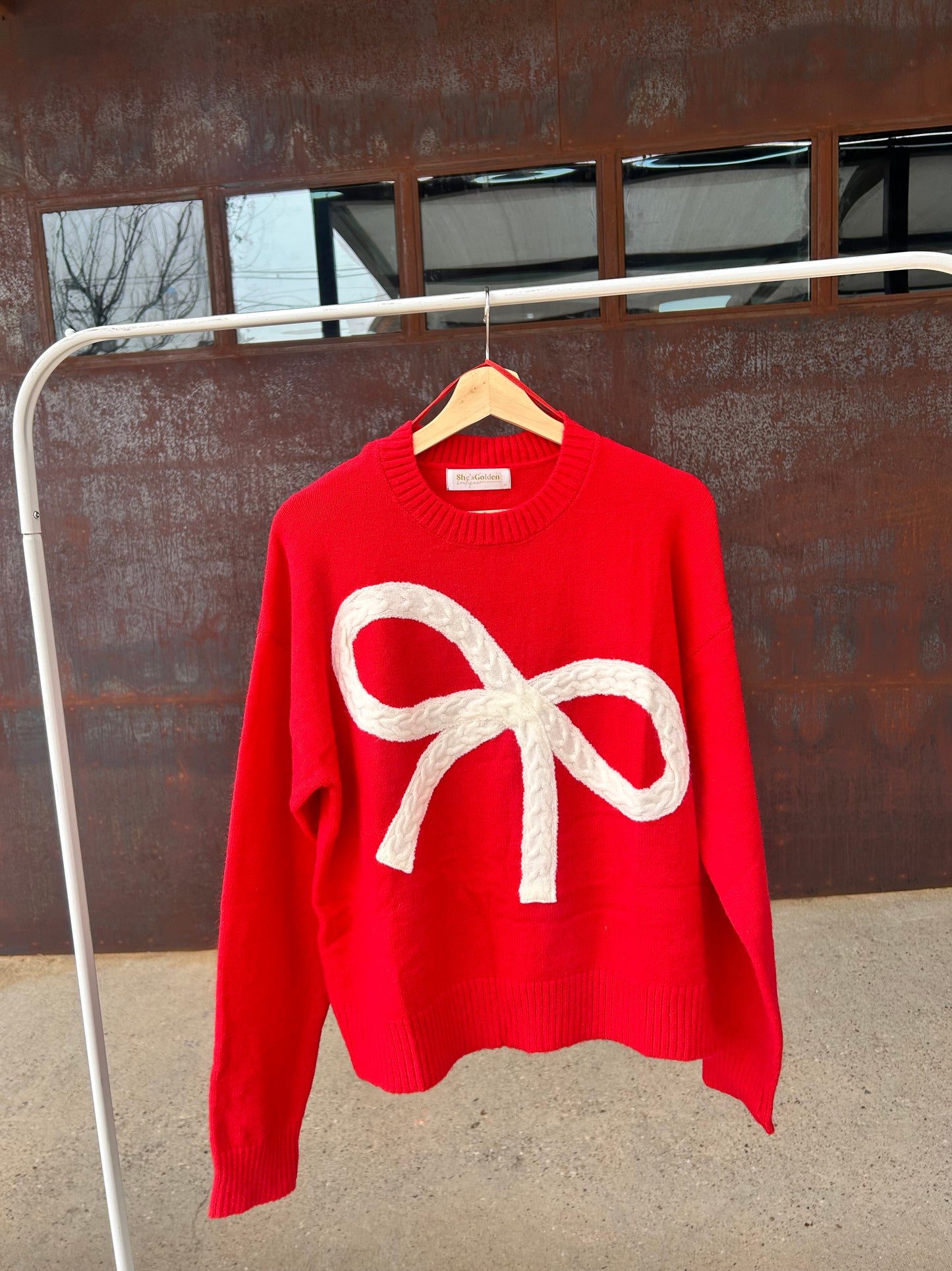 Be Mine - Cable Knit Bow Sweater