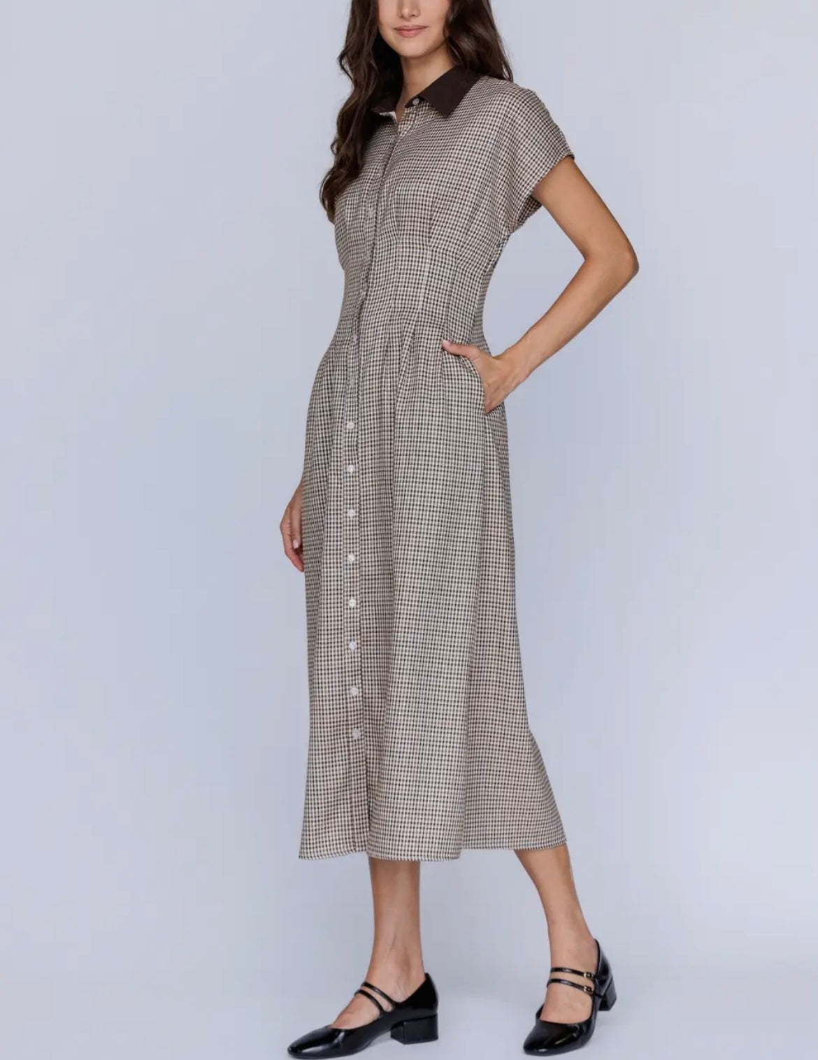 Olivia - Houndstooth Midi Dress