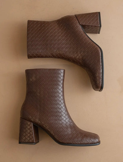 Demi- Woven Block Heel Bootie