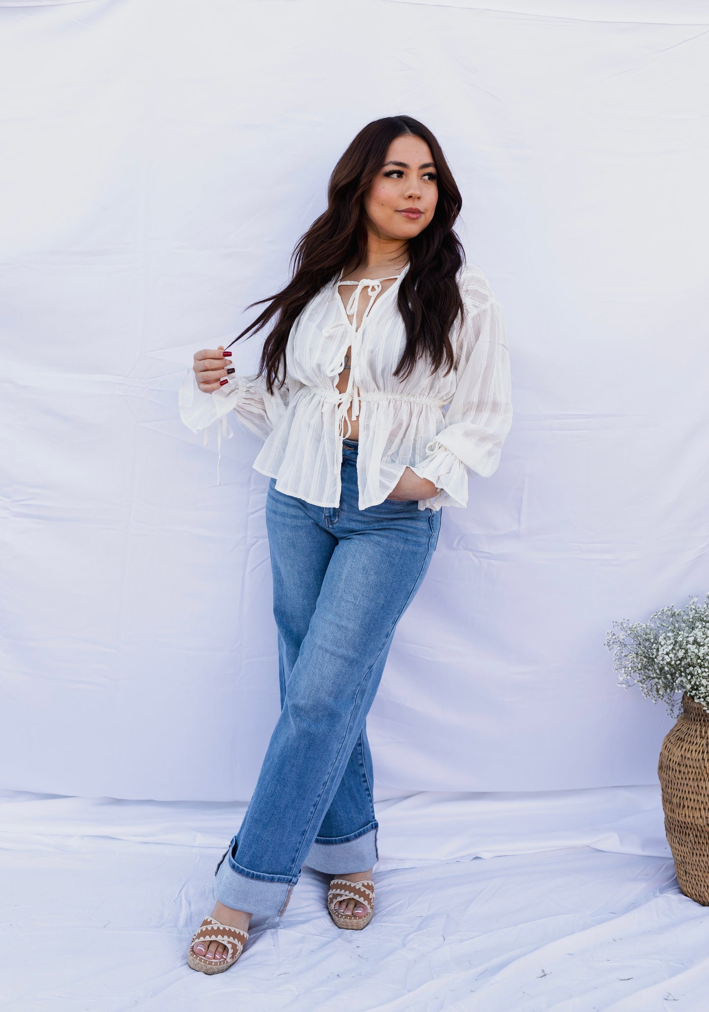 Charolette - Cuffed Palazzo Denim Jeans