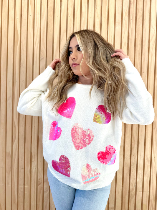 I <3 YOU - Heart Sequin Sweater