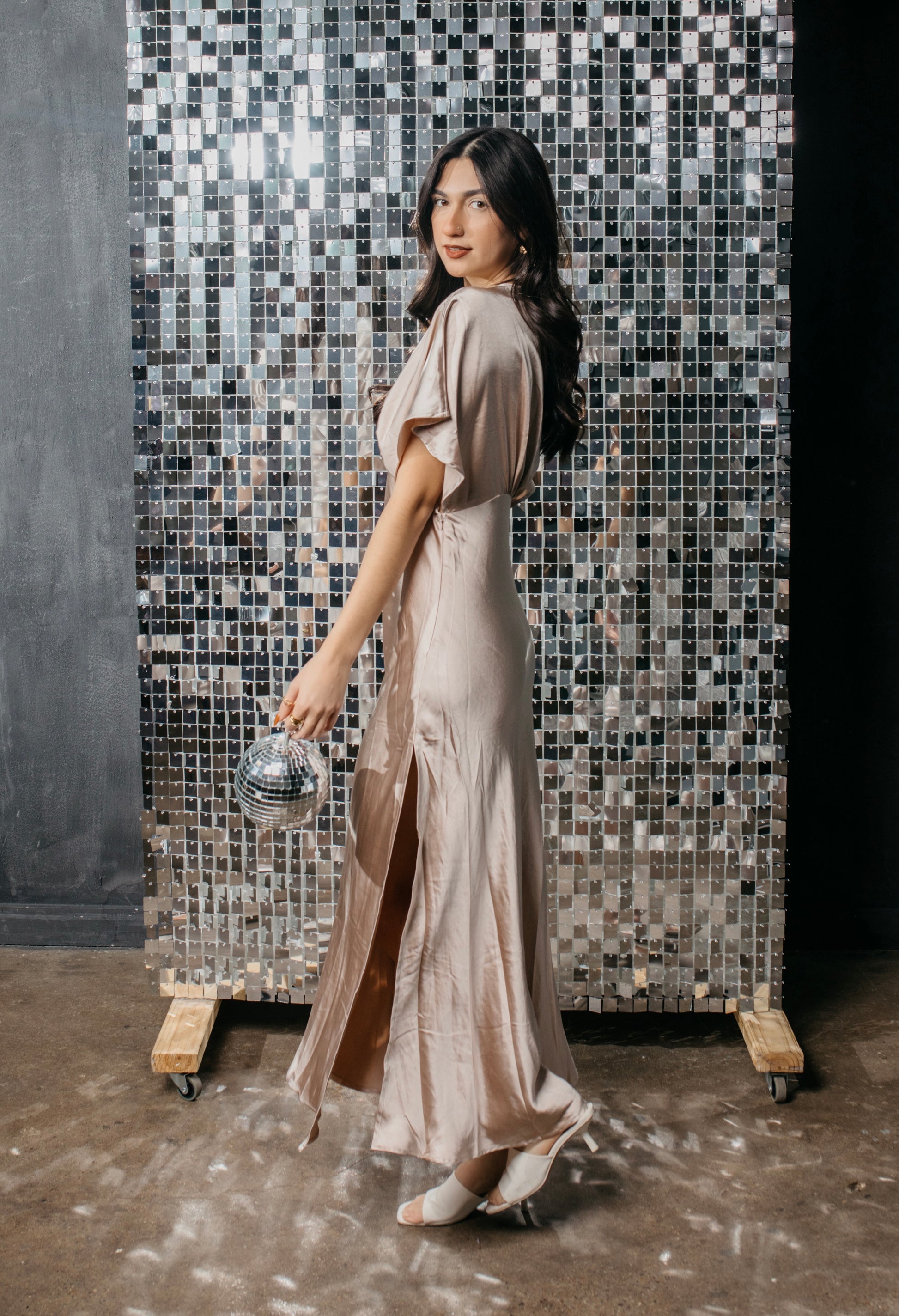 Enchanted Nights - Champagne Satin Dress - Small Enchanted Nights - Champagne Satin Dress - Small