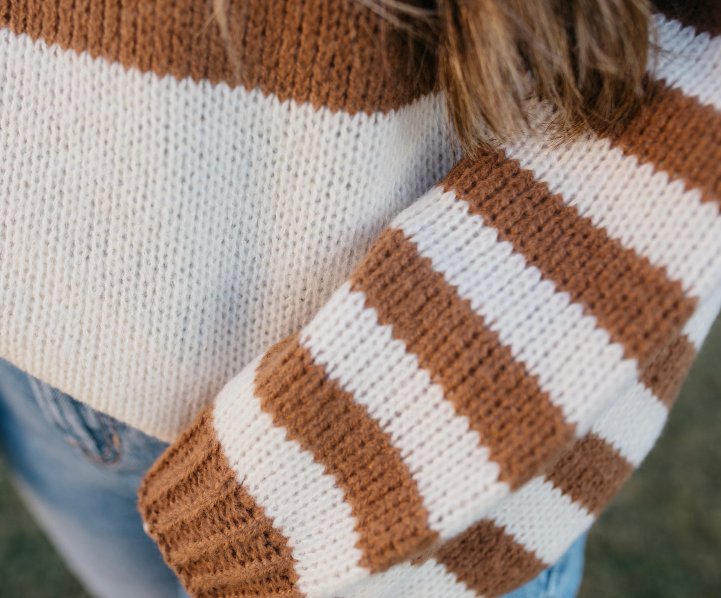Hazelnut - Checkered + Striped Sweater no