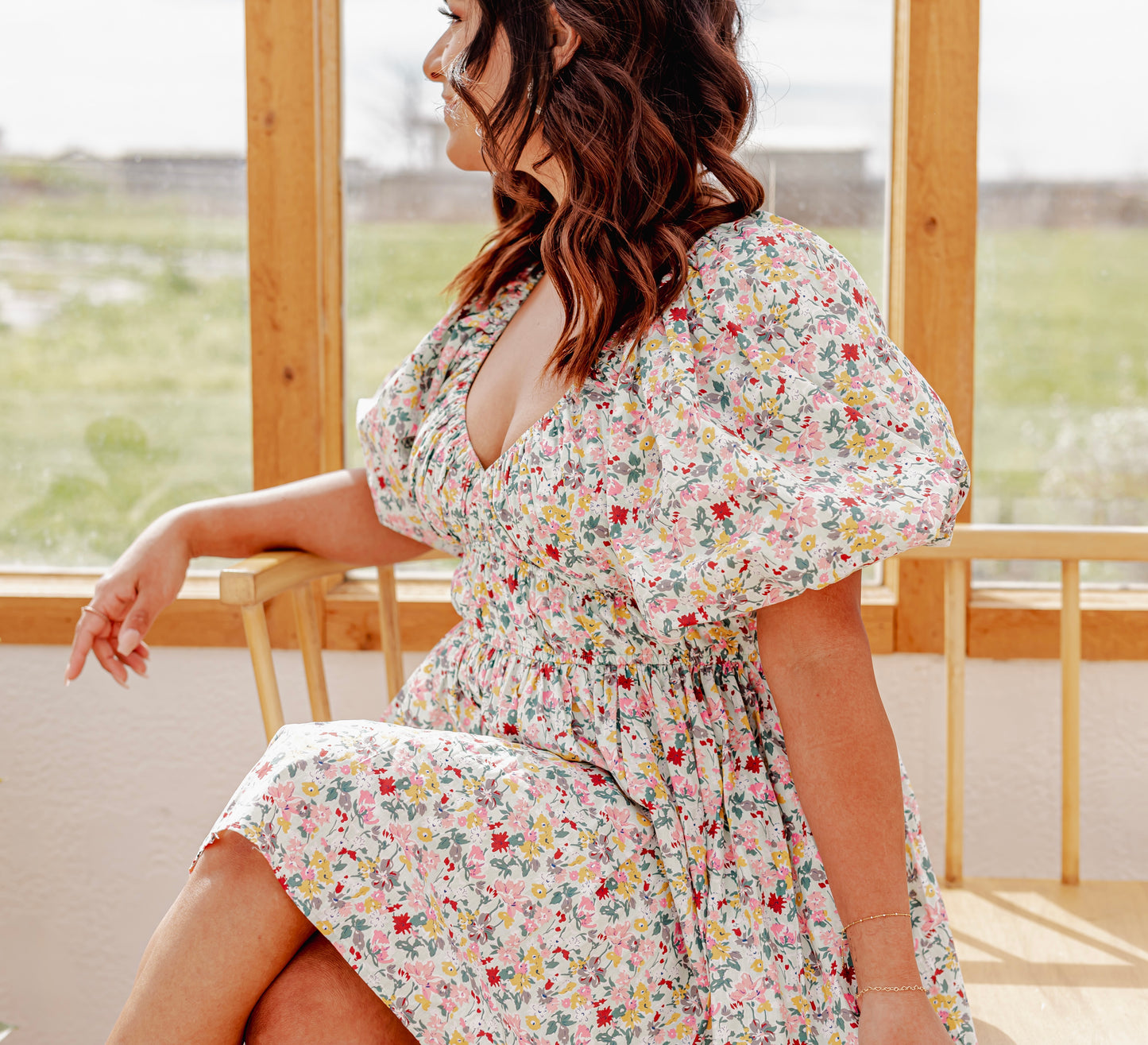 Meadow -  Puff Sleeve Floral Dress