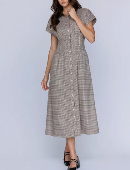 Olivia - Houndstooth Midi Dress