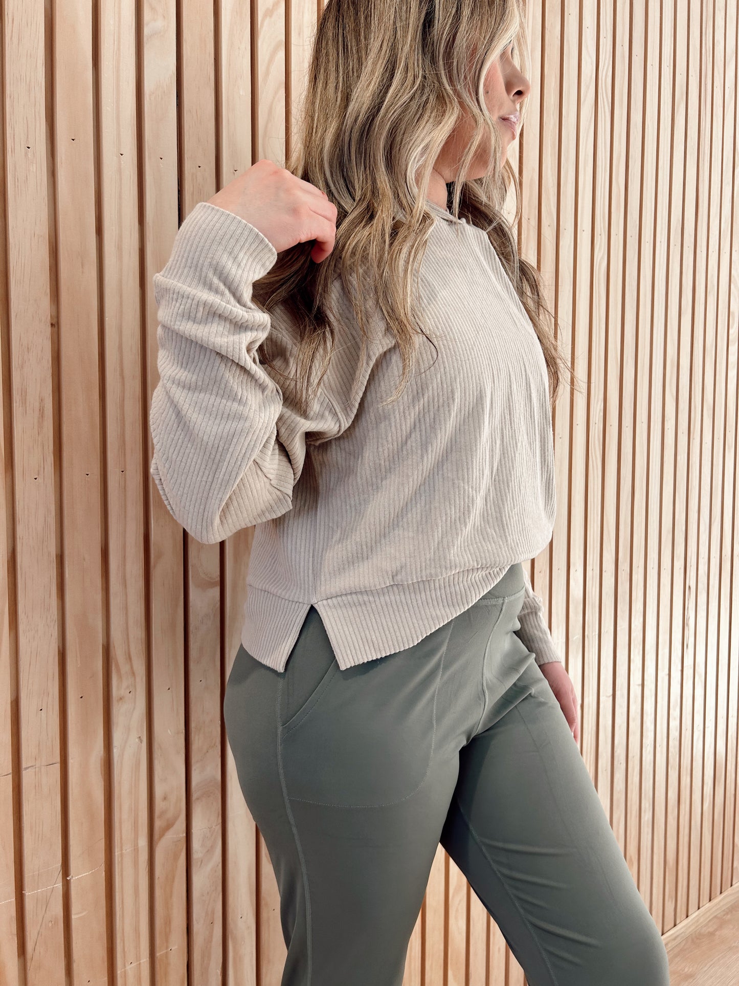 Soft Brushed Ribbed Crop Hoodie