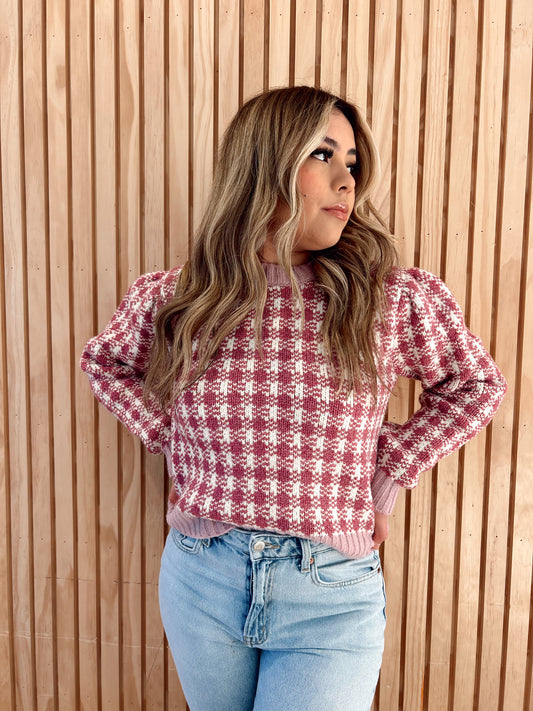 Sweet Heart - checkered sweater