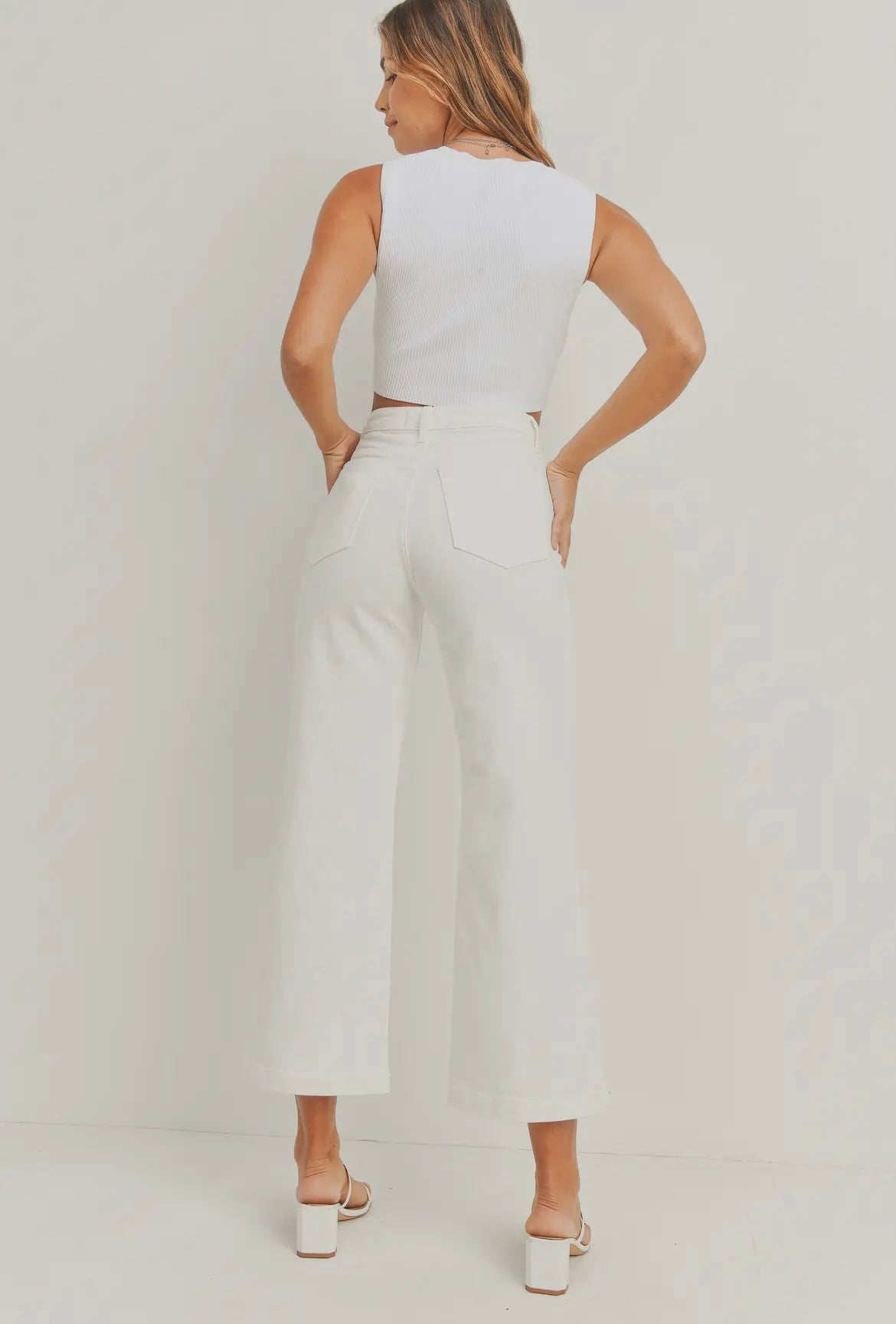 Penelope - Patch Pocket White Denim Jeans
