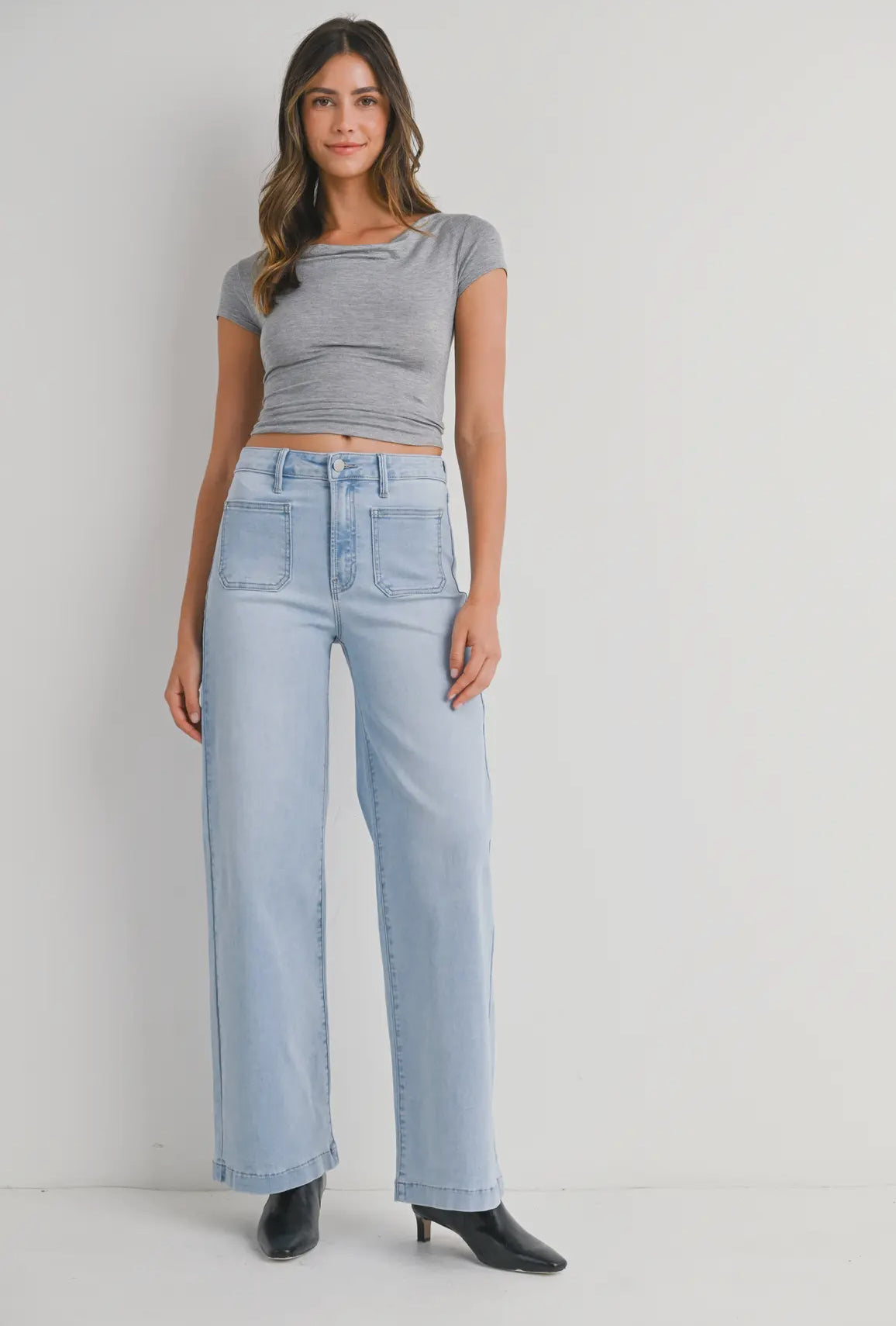 Abigail - Light Wash Wide Leg Denim Jeans