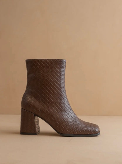 Demi- Woven Block Heel Bootie