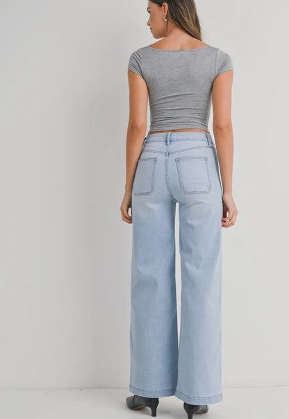 Abigail - Light Wash Wide Leg Denim Jeans