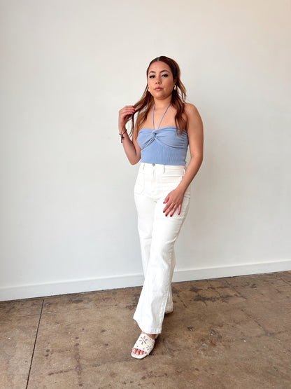 Penelope - Patch Pocket White Denim Jeans