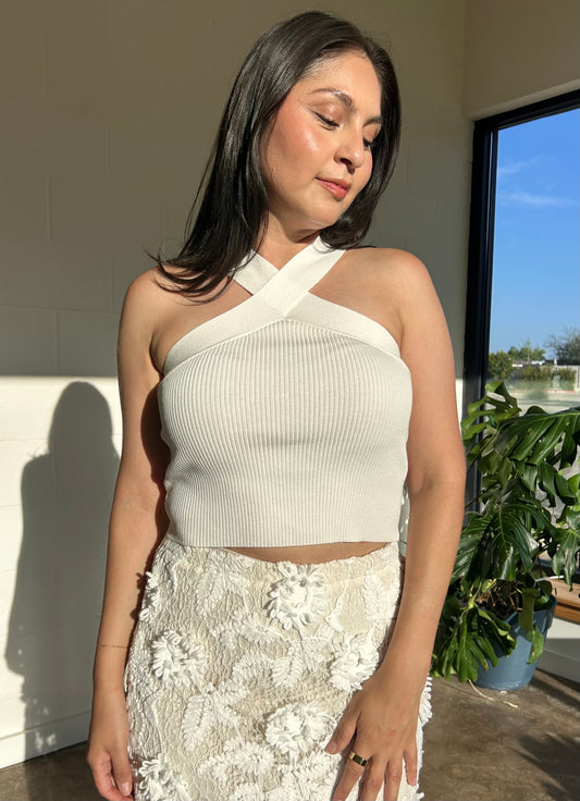 Forever Yours - Ribbed Cross-Neck Top