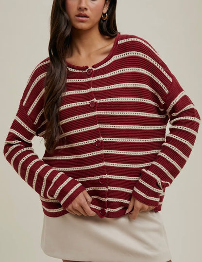 Camille - Striped Crochet Cardigan