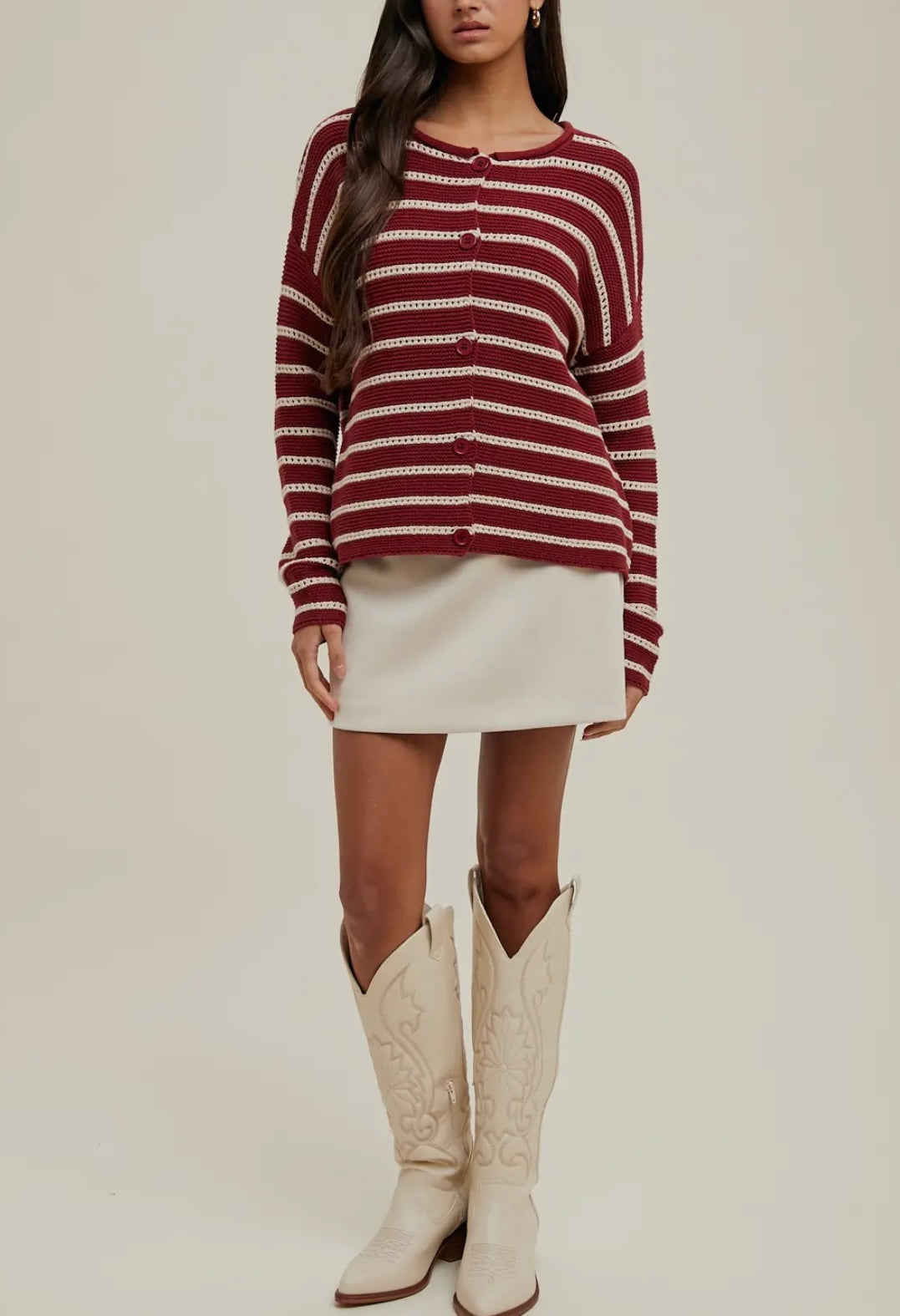 Camille - Striped Crochet Cardigan