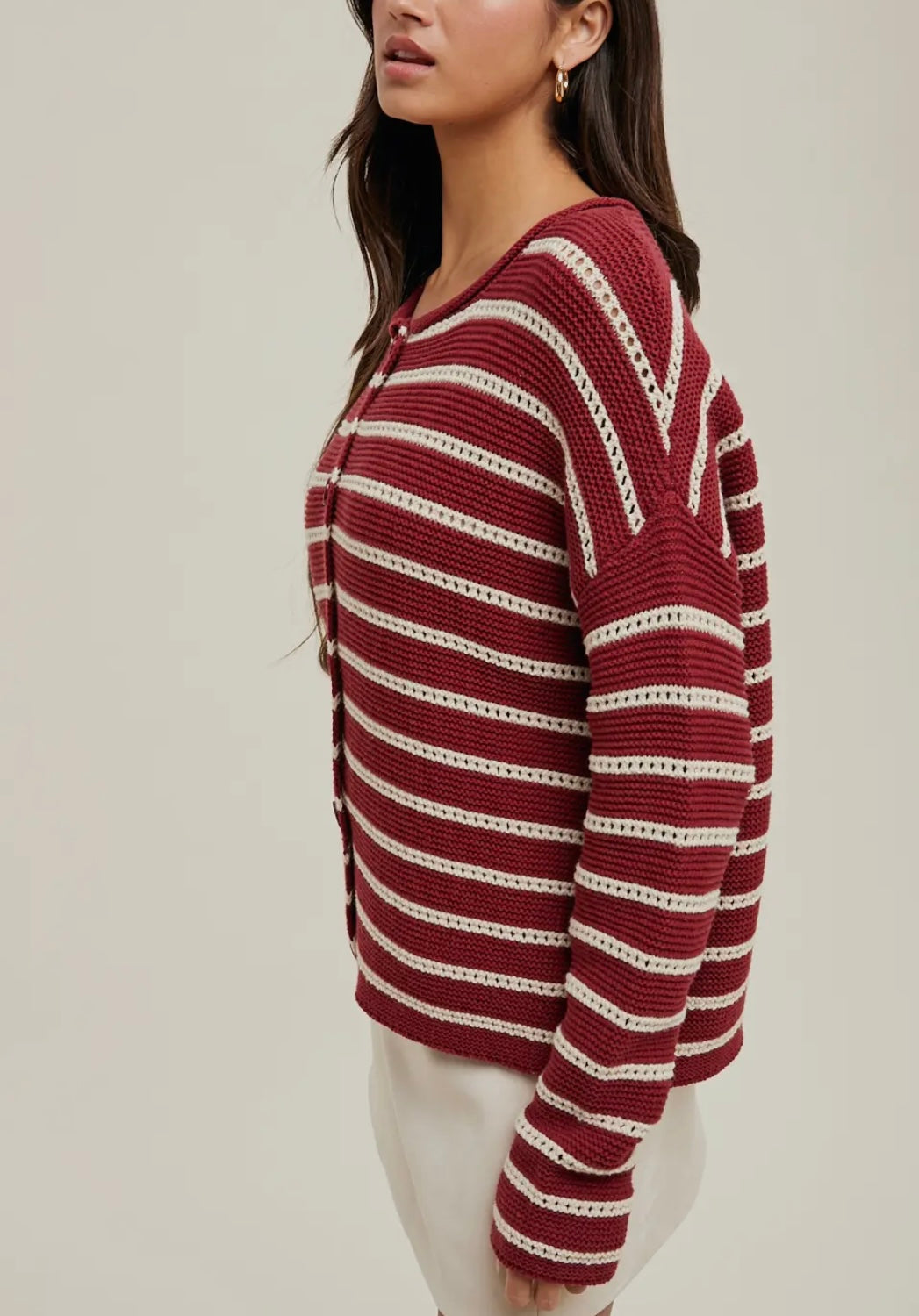 Camille - Striped Crochet Cardigan