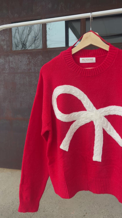 Be Mine - Cable Knit Bow Sweater